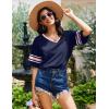image:imageEkouaer Nightgowns for Women Bamboo Viscose Nightgown Short Sleeve Sleep Shirts V Neck Nightshirt Soft SleepwearNavy Blue