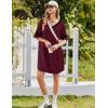 image:imageEkouaer Nightgowns for Women Bamboo Viscose Nightgown Short Sleeve Sleep Shirts V Neck Nightshirt Soft SleepwearRed