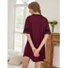 image:imageEkouaer Nightgowns for Women Bamboo Viscose Nightgown Short Sleeve Sleep Shirts V Neck Nightshirt Soft SleepwearRed