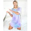 image:imageEkouaer Nightgowns for Women Bamboo Viscose Nightgown Short Sleeve Sleep Shirts V Neck Nightshirt Soft SleepwearTie Dye