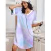 image:imageEkouaer Nightgowns for Women Bamboo Viscose Nightgown Short Sleeve Sleep Shirts V Neck Nightshirt Soft SleepwearTie Dye