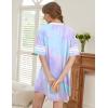 image:imageEkouaer Nightgowns for Women Bamboo Viscose Nightgown Short Sleeve Sleep Shirts V Neck Nightshirt Soft SleepwearTie Dye
