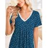 image:imageEkouaer Nightgowns for Women Cotton Night Gowns Short Sleeve Pleated Sleep Shirts Lace Trim Moo Moos Ladies SleepwearDog Footprints