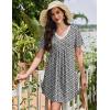 image:imageEkouaer Nightgowns for Women Cotton Night Gowns Short Sleeve Pleated Sleep Shirts Lace Trim Moo Moos Ladies SleepwearFloral Black