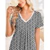 image:imageEkouaer Nightgowns for Women Cotton Night Gowns Short Sleeve Pleated Sleep Shirts Lace Trim Moo Moos Ladies SleepwearFloral Black