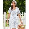 image:imageEkouaer Nightgowns for Women Cotton Night Gowns Short Sleeve Pleated Sleep Shirts Lace Trim Moo Moos Ladies SleepwearFloral Blue White