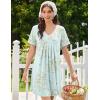 image:imageEkouaer Nightgowns for Women Cotton Night Gowns Short Sleeve Pleated Sleep Shirts Lace Trim Moo Moos Ladies SleepwearFloral Light Green