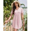image:imageEkouaer Nightgowns for Women Cotton Night Gowns Short Sleeve Pleated Sleep Shirts Lace Trim Moo Moos Ladies SleepwearFloral Pink
