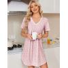 image:imageEkouaer Nightgowns for Women Cotton Night Gowns Short Sleeve Pleated Sleep Shirts Lace Trim Moo Moos Ladies SleepwearFloral Pink