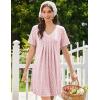 image:imageEkouaer Nightgowns for Women Cotton Night Gowns Short Sleeve Pleated Sleep Shirts Lace Trim Moo Moos Ladies SleepwearFloral Pink
