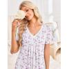 image:imageEkouaer Nightgowns for Women Cotton Night Gowns Short Sleeve Pleated Sleep Shirts Lace Trim Moo Moos Ladies SleepwearFloral Pink White