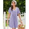 image:imageEkouaer Nightgowns for Women Cotton Night Gowns Short Sleeve Pleated Sleep Shirts Lace Trim Moo Moos Ladies SleepwearFloral Purple