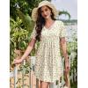 image:imageEkouaer Nightgowns for Women Cotton Night Gowns Short Sleeve Pleated Sleep Shirts Lace Trim Moo Moos Ladies SleepwearFloral Yellow