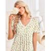 image:imageEkouaer Nightgowns for Women Cotton Night Gowns Short Sleeve Pleated Sleep Shirts Lace Trim Moo Moos Ladies SleepwearFloral Yellow