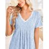 image:imageEkouaer Nightgowns for Women Cotton Night Gowns Short Sleeve Pleated Sleep Shirts Lace Trim Moo Moos Ladies SleepwearFlowers Blue