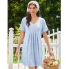 image:imageEkouaer Nightgowns for Women Cotton Night Gowns Short Sleeve Pleated Sleep Shirts Lace Trim Moo Moos Ladies SleepwearFlowers Blue