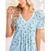 image:imageEkouaer Nightgowns for Women Cotton Night Gowns Short Sleeve Pleated Sleep Shirts Lace Trim Moo Moos Ladies SleepwearFlowers Light Blue