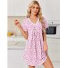 image:imageEkouaer Nightgowns for Women Cotton Night Gowns Short Sleeve Pleated Sleep Shirts Lace Trim Moo Moos Ladies SleepwearFlowers Pink