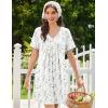 image:imageEkouaer Nightgowns for Women Cotton Night Gowns Short Sleeve Pleated Sleep Shirts Lace Trim Moo Moos Ladies SleepwearFlowers White