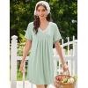 image:imageEkouaer Nightgowns for Women Cotton Night Gowns Short Sleeve Pleated Sleep Shirts Lace Trim Moo Moos Ladies SleepwearLight Green