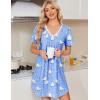 image:imageEkouaer Nightgowns for Women Cotton Night Gowns Short Sleeve Pleated Sleep Shirts Lace Trim Moo Moos Ladies SleepwearWhite Bird