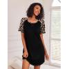image:imageEkouaer Nightgowns for Women Short Sleeve Sleep Shirts Crewneck Night Shirts Soft Sleepwear Caual T Shirt Sleep DressLeopard