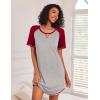 image:imageEkouaer Nightgowns for Women Short Sleeve Sleep Shirts Crewneck Night Shirts Soft Sleepwear Caual T Shirt Sleep DressLight Grey