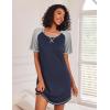 image:imageEkouaer Nightgowns for Women Short Sleeve Sleep Shirts Crewneck Night Shirts Soft Sleepwear Caual T Shirt Sleep DressNavy Blue