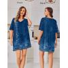 image:imageEkouaer Plus Size Nightgowns for Women Oversized Sleep Shirt Short Sleeve Nightshirt TShirt Dress Sleepwear S4XLBlue Flower