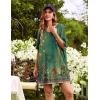 image:imageEkouaer Plus Size Nightgowns for Women Oversized Sleep Shirt Short Sleeve Nightshirt TShirt Dress Sleepwear S4XLGreen Flower