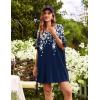 image:imageEkouaer Plus Size Nightgowns for Women Oversized Sleep Shirt Short Sleeve Nightshirt TShirt Dress Sleepwear S4XLNavy Blue Flower