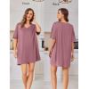 image:imageEkouaer Plus Size Nightgowns for Women Oversized Sleep Shirt Short Sleeve Nightshirt TShirt Dress Sleepwear S4XLPurple Red