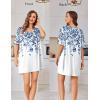 image:imageEkouaer Plus Size Nightgowns for Women Oversized Sleep Shirt Short Sleeve Nightshirt TShirt Dress Sleepwear S4XLWhite Blue Flower