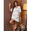 image:imageEkouaer Plus Size Nightgowns for Women Oversized Sleep Shirt Short Sleeve Nightshirt TShirt Dress Sleepwear S4XLWhite Flower