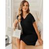 image:imageEkouaer Womens Nightgowns Short Sleeve Sleepshirt V Neck Top Shirt Dress Soft Nightshirts Loose Loungewear S3XLBlack