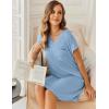 image:imageEkouaer Womens Nightgowns Short Sleeve Sleepshirt V Neck Top Shirt Dress Soft Nightshirts Loose Loungewear S3XLBlue