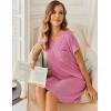 image:imageEkouaer Womens Nightgowns Short Sleeve Sleepshirt V Neck Top Shirt Dress Soft Nightshirts Loose Loungewear S3XLCoral Pink