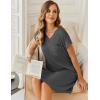 image:imageEkouaer Womens Nightgowns Short Sleeve Sleepshirt V Neck Top Shirt Dress Soft Nightshirts Loose Loungewear S3XLGray