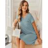 image:imageEkouaer Womens Nightgowns Short Sleeve Sleepshirt V Neck Top Shirt Dress Soft Nightshirts Loose Loungewear S3XLGreen