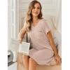image:imageEkouaer Womens Nightgowns Short Sleeve Sleepshirt V Neck Top Shirt Dress Soft Nightshirts Loose Loungewear S3XLLight Khaki