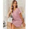 image:imageEkouaer Womens Nightgowns Short Sleeve Sleepshirt V Neck Top Shirt Dress Soft Nightshirts Loose Loungewear S3XLLight Pink