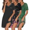 image:imageEkouaer 3 Pack Nightgowns for Women Short Sleeve Sleep Shirts T Shirt Night Gown V Neck Nightshirts Soft Sleepwear DressBlackCherry BlossomsFloral Green