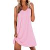 image:imageEkouaer Cotton Nightgowns for Women Sleeveless Night Gown Tank Sleep Shirts Pleated Night Shirts V Neck ChemiseMisty Rose