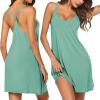 image:imageEkouaer Cotton Nightgowns for Women Sleeveless Racerback Night Gown Spaghetti Strap Sleep Dress Chemise SleepwearGreen