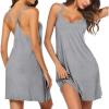 image:imageEkouaer Cotton Nightgowns for Women Sleeveless Racerback Night Gown Spaghetti Strap Sleep Dress Chemise SleepwearLight Grey