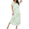 image:imageEkouaer Long Nightgowns for Women Bamboo Viscose Sleepshirt Short Sleeve Night Gown V Neck House DressFloral Mint Green