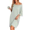 image:imageEkouaer Nightgowns for Women Bamboo Viscose Night Gowns Plus Size Sleep Shirts Short Sleeve Night Shirts Soft SleepwearLight Green