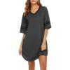 image:imageEkouaer Nightgowns for Women Bamboo Viscose Nightgown Short Sleeve Sleep Shirts V Neck Nightshirt Soft SleepwearDark Grey