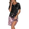 image:imageEkouaer Nightgowns for Women Short Sleeve Sleep Shirts Crewneck Night Shirts Soft Sleepwear Caual T Shirt Sleep DressCherry Blossoms