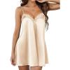 image:imageEkouaer Nightgowns for Women Silk Satin Lingerie Lace Sleeveless Night Gowns for Adult Women SXXLChampagne